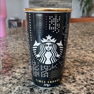 Starbucks Black and Gold Times Square Ceramic Tumbler